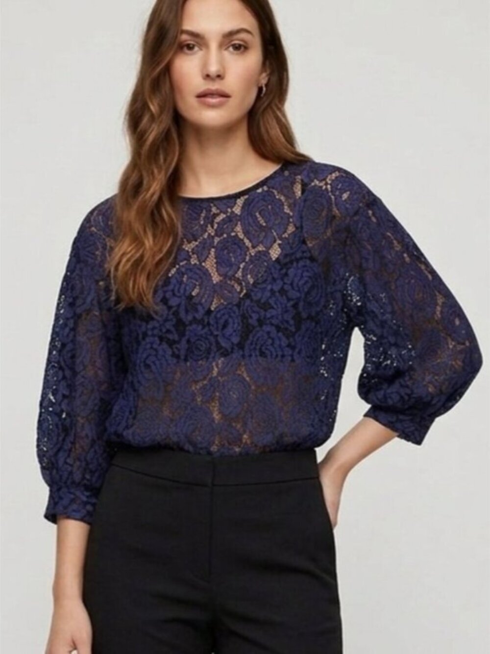 Luna Moon Sheer Lace Blouse Top
